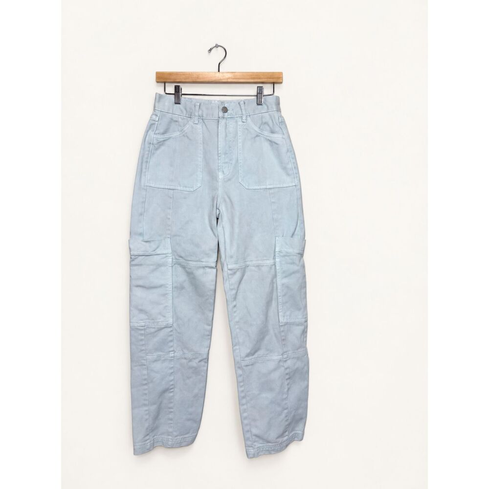 BDG Urban Outfitters High Rise Baggy Utility Cargo Pants Light Blue Wash Size 26